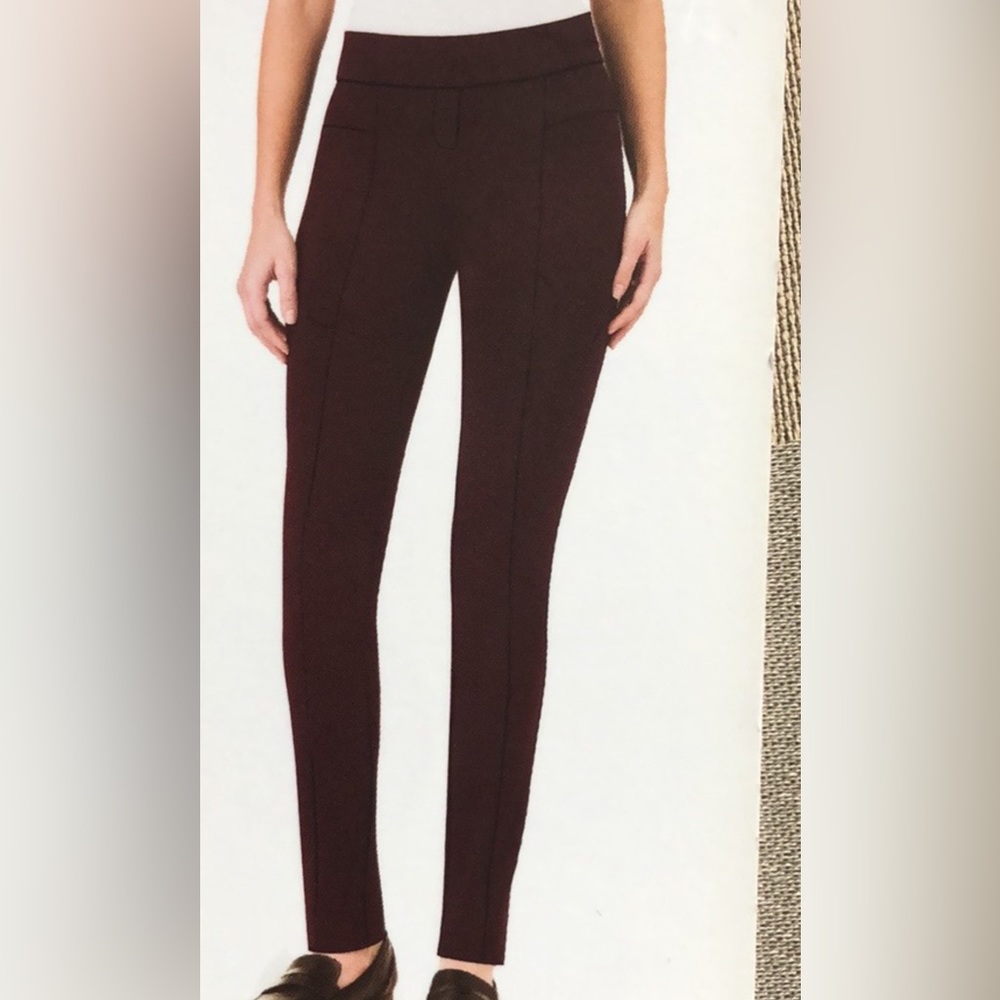 Hilary Radley Women’s Comfort Pull On Slim Leg Dress Pants Wine Maroon Size XS
